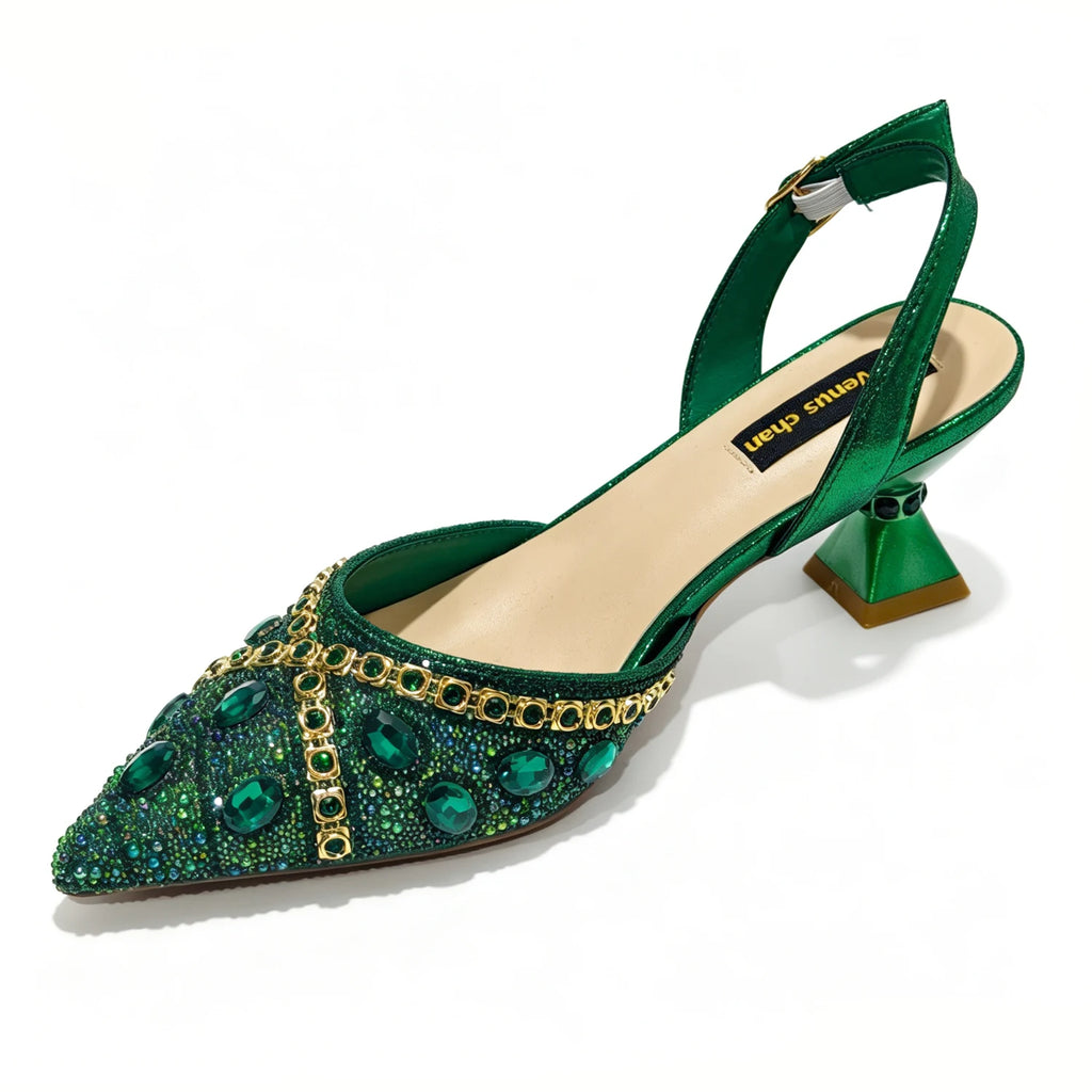 Women's Purple & Gold High Heel Pumps with Matching Bag – Elegant Wedding Shoe Set