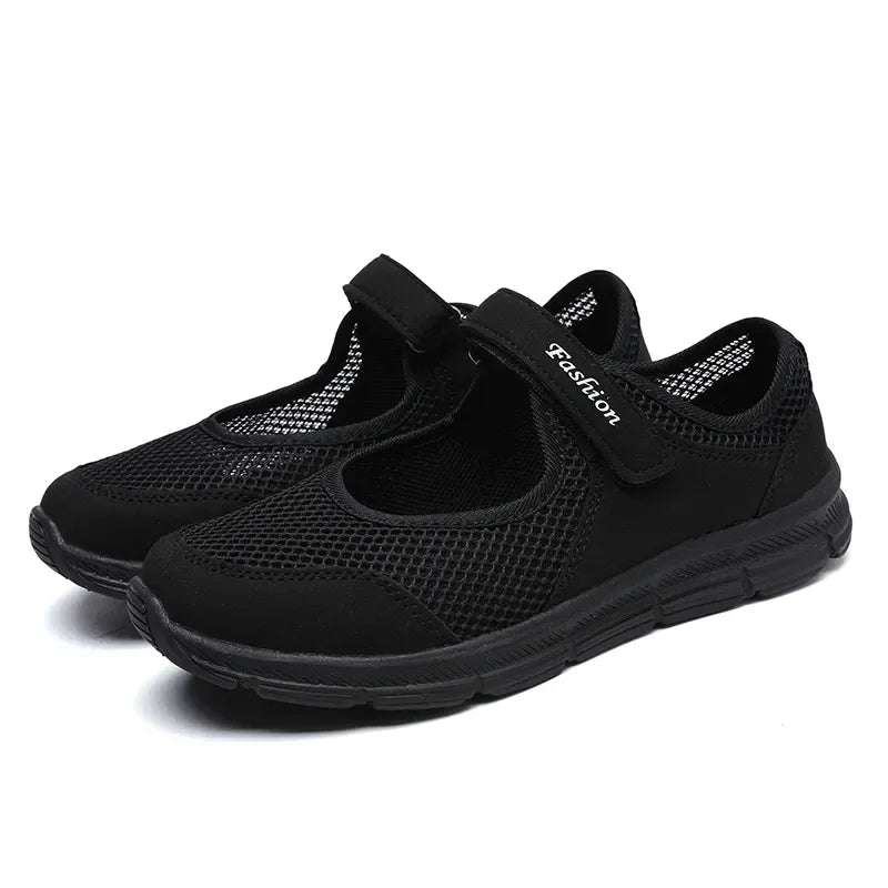 Women's White Mesh Sneakers – Breathable Vulcanized Casual Walking Shoes