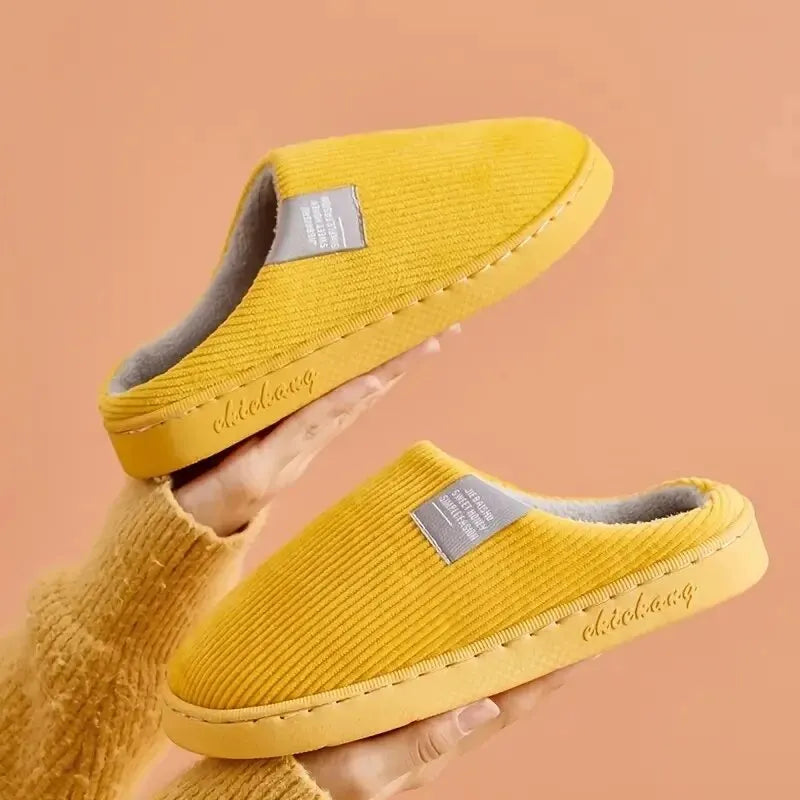 Unisex Plush Winter Slippers – Thick Soft-Soled Non-Slip Indoor House Shoes
