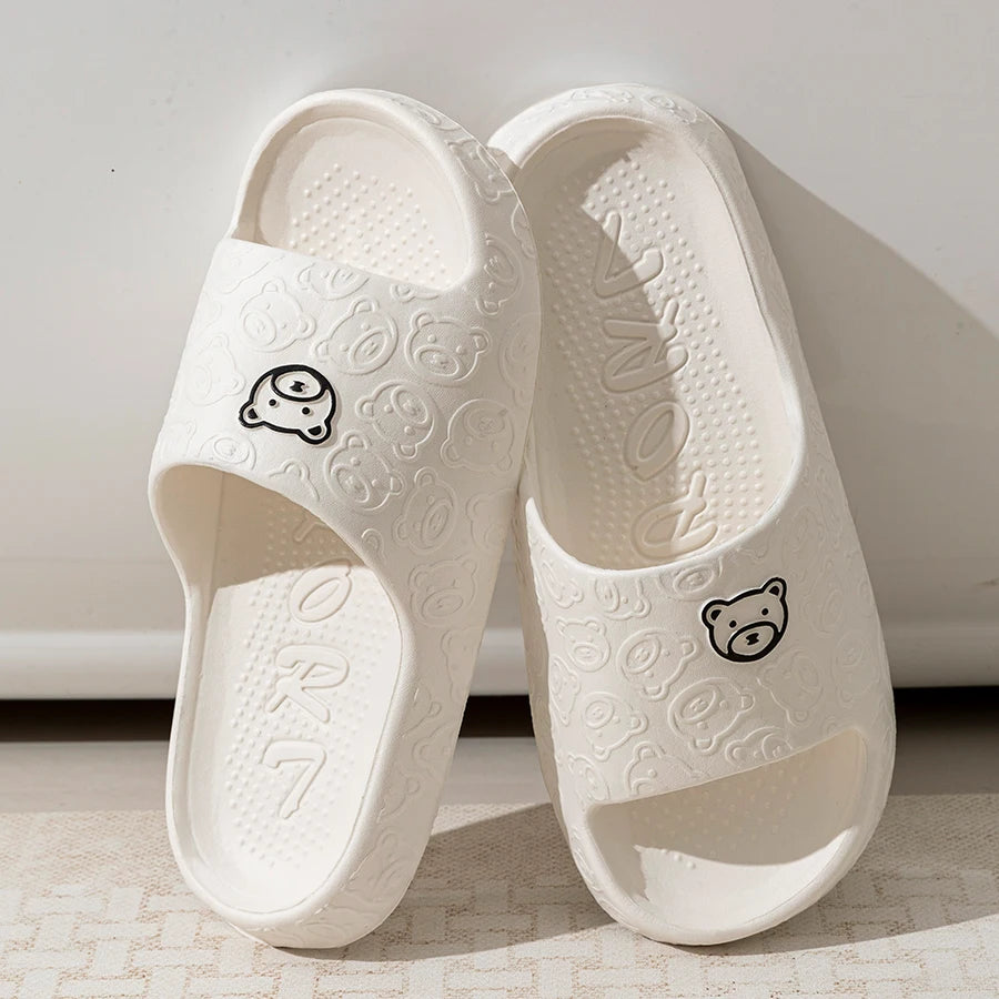 Cute Bear Slippers for Women & Men – Soft Cartoon Summer Sandals