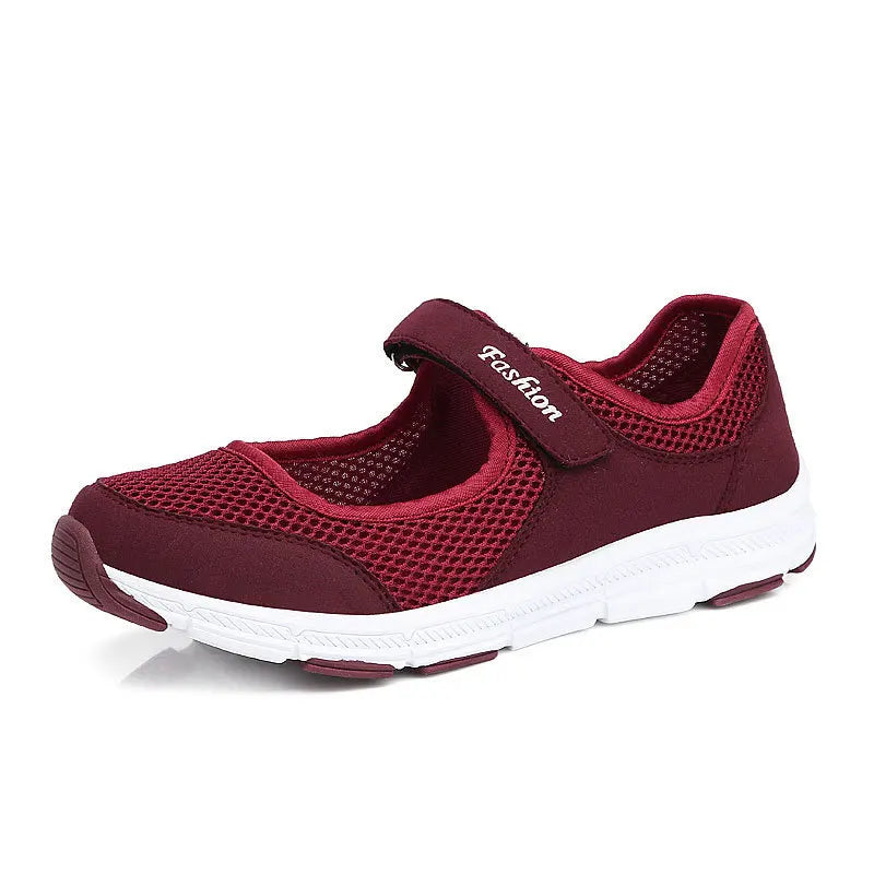 Women's White Mesh Sneakers – Breathable Vulcanized Casual Walking Shoes