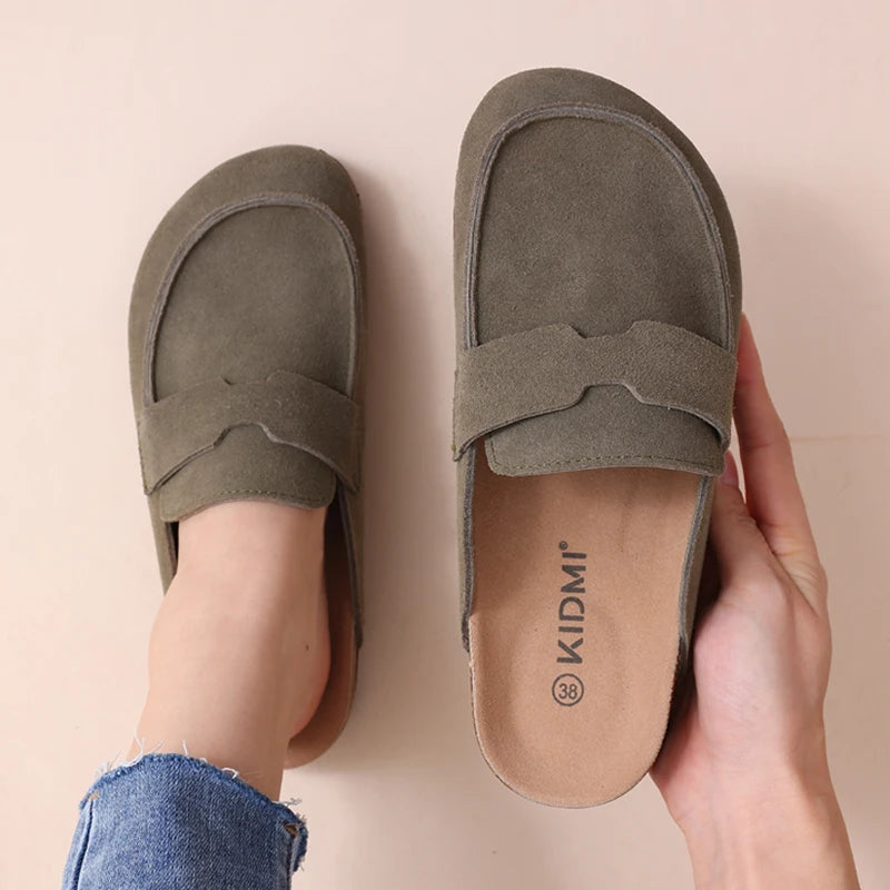 Litfun Women's Cork Clogs – Suede Mules with Arch Support & Non-Slip Sole