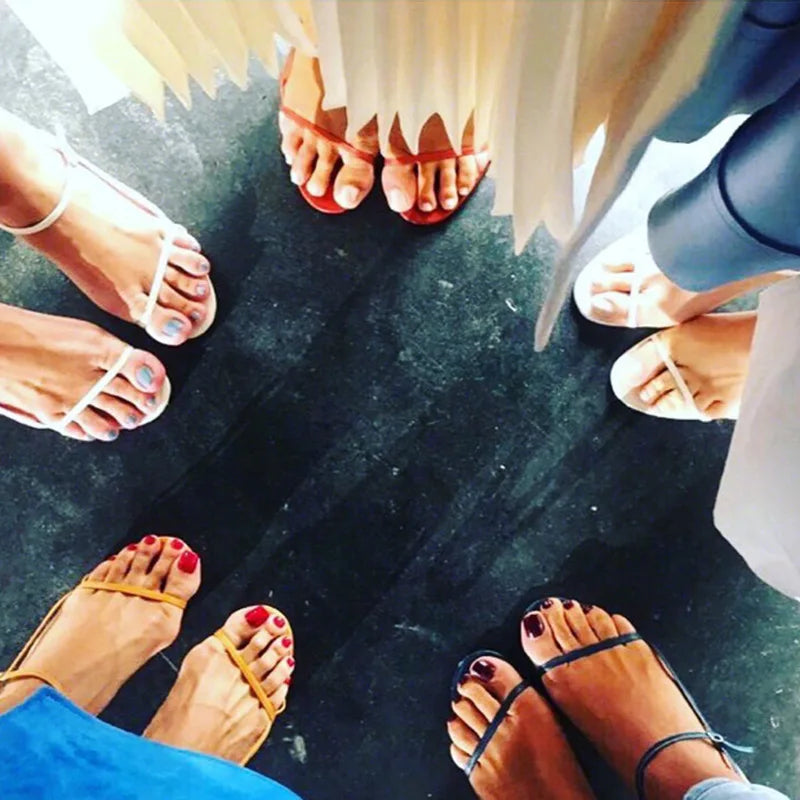 French Style Women Sandal Fashion Narrow Band High Heel Heel Ladies Gladiator Shoes Pointed Toe Ankle Buckle Zapatos Muje