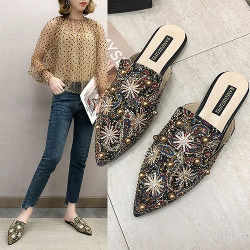 Luxury Women's Mules – Elegant Low-Heel Summer Slip-On Casual Shoes