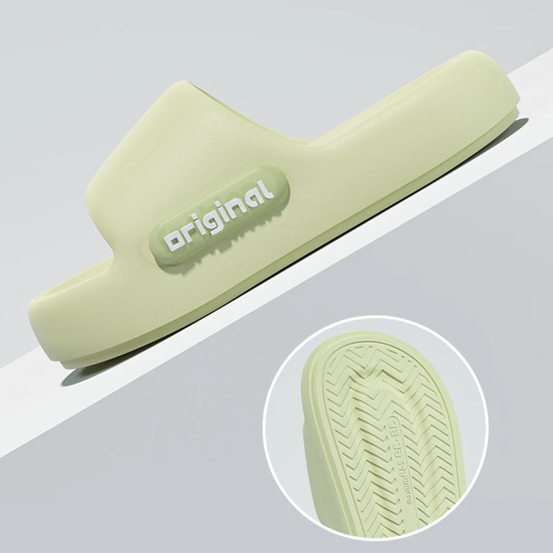Women's Thick-Soled Cloud Slippers – Soft Platform Beach Slides with Letter Print