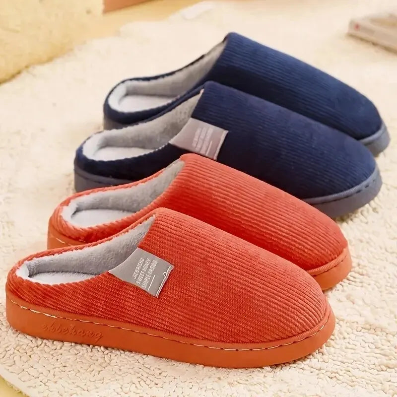 Unisex Plush Winter Slippers – Thick Soft-Soled Non-Slip Indoor House Shoes