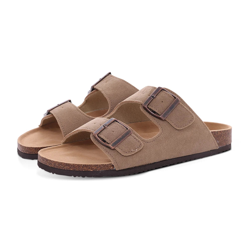 Unisex Suede Mules & Clogs – Cork Insole Sandals with Arch Support