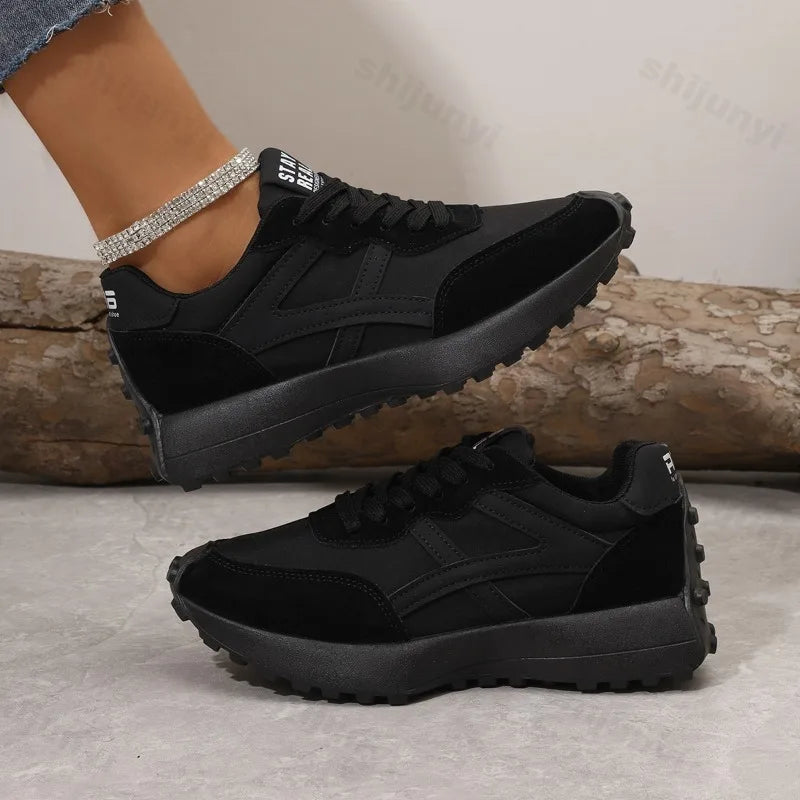 Women's Casual Platform Sneakers – Fashion Lace-Up Walking & Running Shoes, Non-Slip Outdoor Sports Shoes