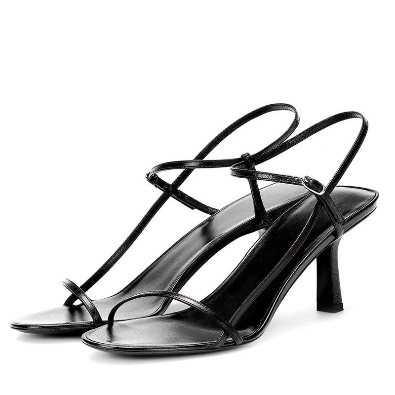 French Style Women Sandal Fashion Narrow Band High Heel Heel Ladies Gladiator Shoes Pointed Toe Ankle Buckle Zapatos Muje