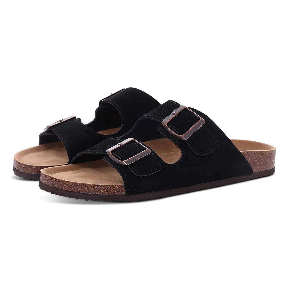Unisex Suede Mules & Clogs – Cork Insole Sandals with Arch Support