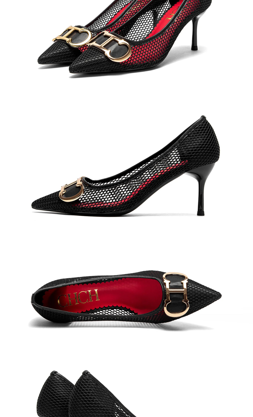 CHCH Women's 7CM High Heels – Hollow Design Red Business & Evening Shoes