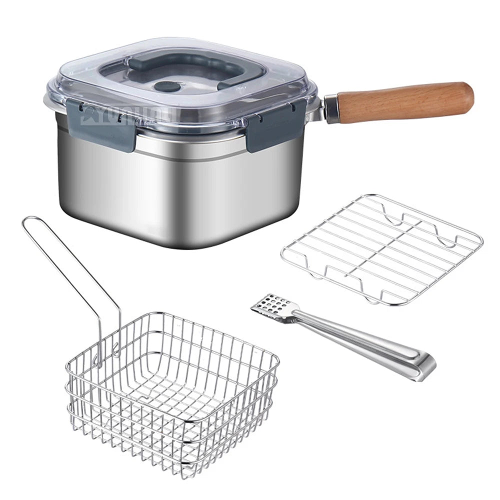 Portable Stainless Steel Deep Frying Pan