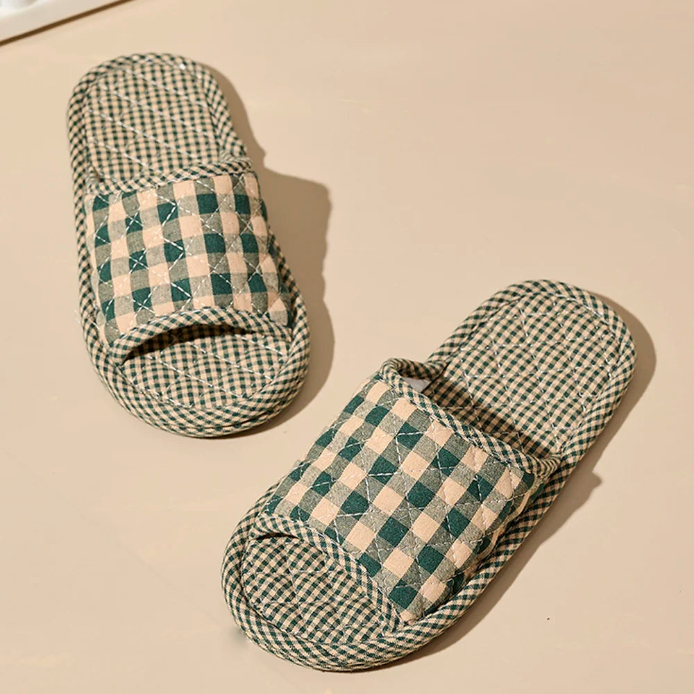 Women's Floral Cotton Slippers – Lightweight Soft Non-Slip Indoor House Shoes