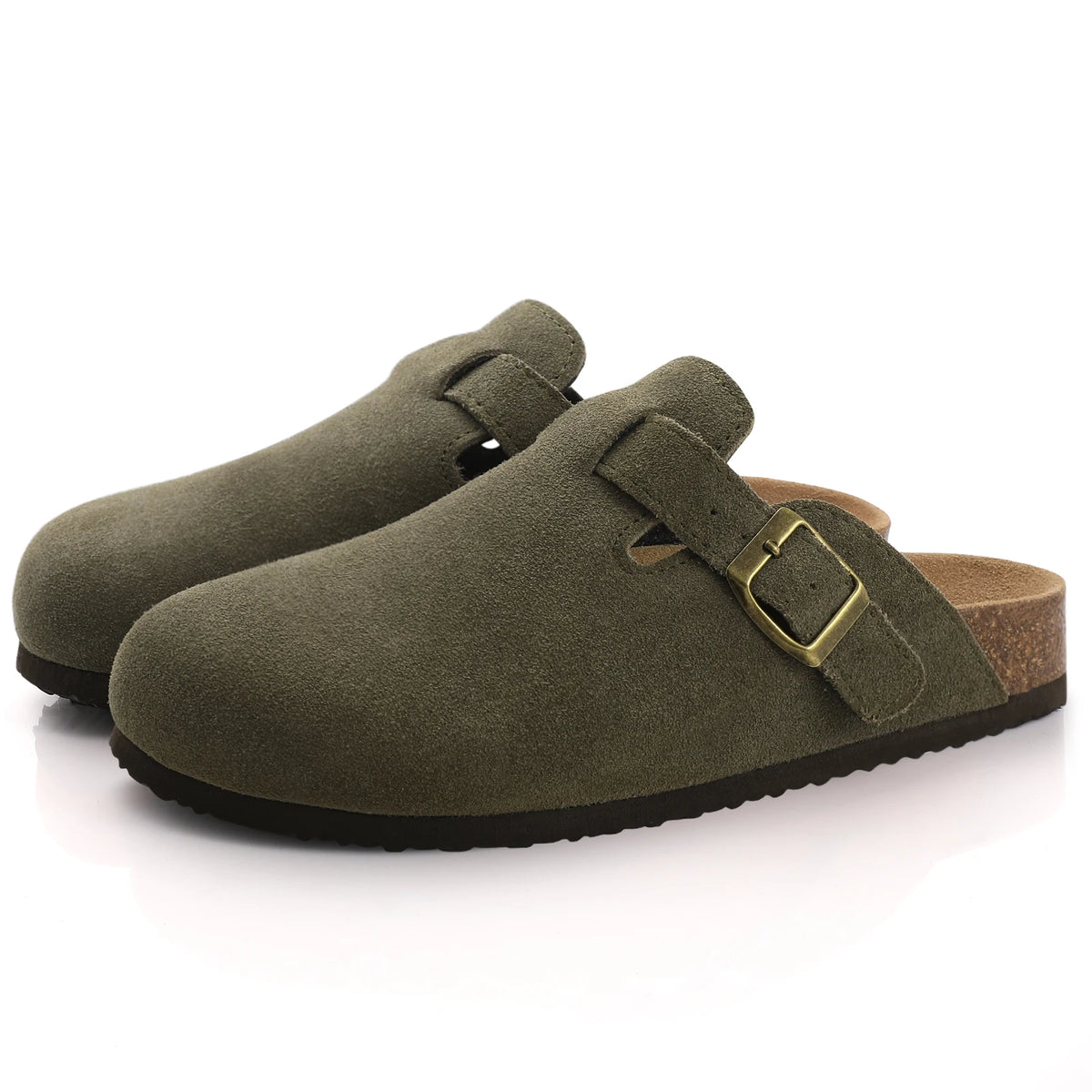 Unisex Suede Mules & Clogs – Cork Insole Sandals with Arch Support