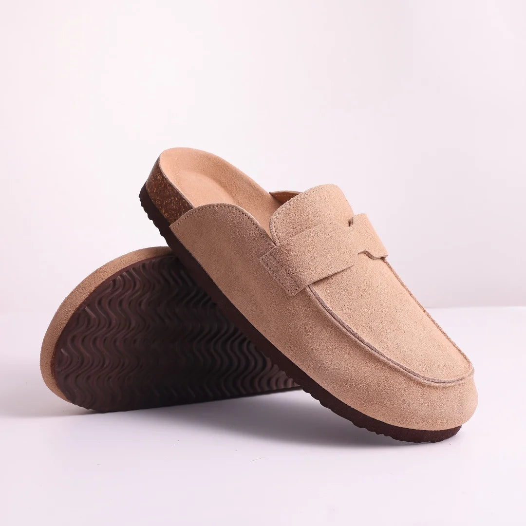 Litfun Women's Cork Clogs – Suede Mules with Arch Support & Non-Slip Sole