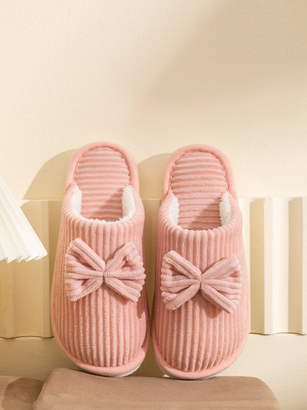 Women's Bow Slippers – Soft Warm Indoor House Shoes for Fall & Winter