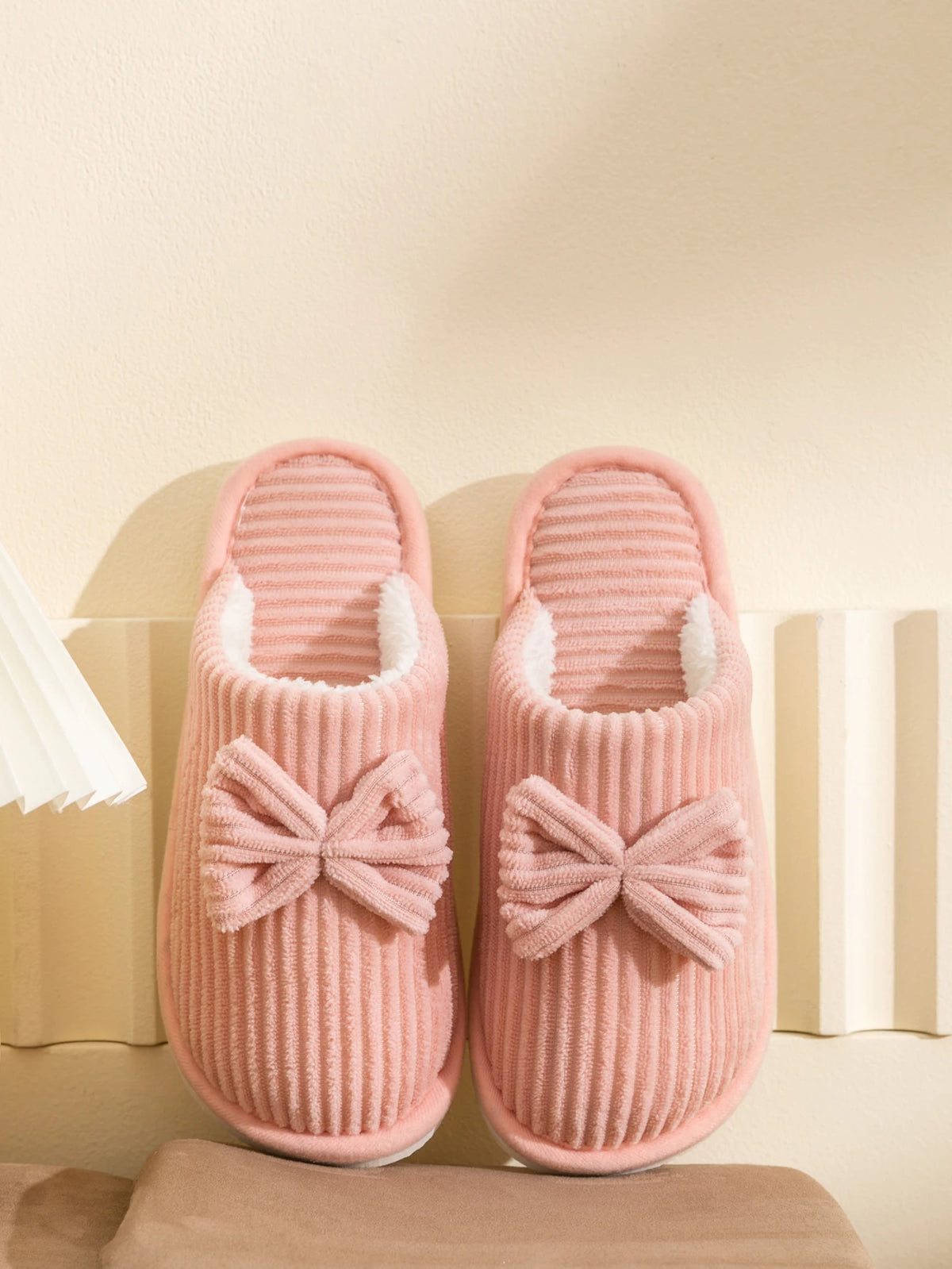 Women's Bow Slippers – Soft Warm Indoor House Shoes for Fall & Winter