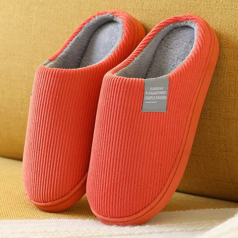 Unisex Plush Winter Slippers – Thick Soft-Soled Non-Slip Indoor House Shoes