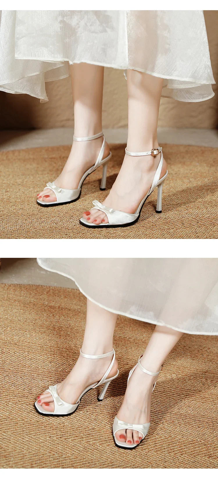 Women's Elegant High Heel Sandals – Bowknot Ankle Strap Dress Shoes