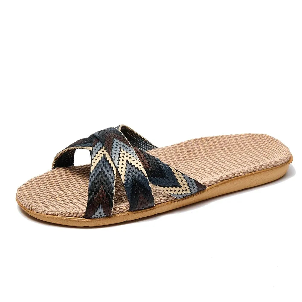 Women's Lightweight Linen Slippers – Soft Indoor Home Shoes for Couples