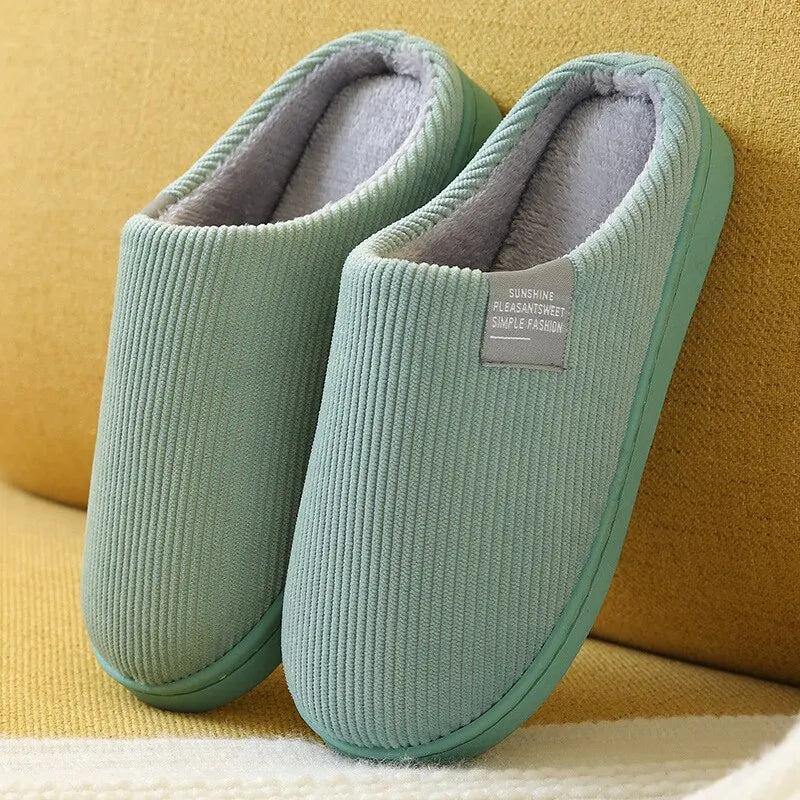Unisex Plush Winter Slippers – Thick Soft-Soled Non-Slip Indoor House Shoes