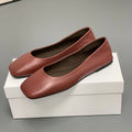 Women's Genuine Leather Ballet Flats – Square Toe Slip-On Designer Casual Shoes
