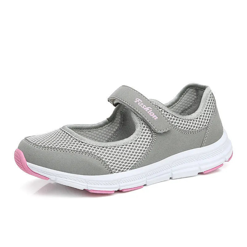 Women's White Mesh Sneakers – Breathable Vulcanized Casual Walking Shoes