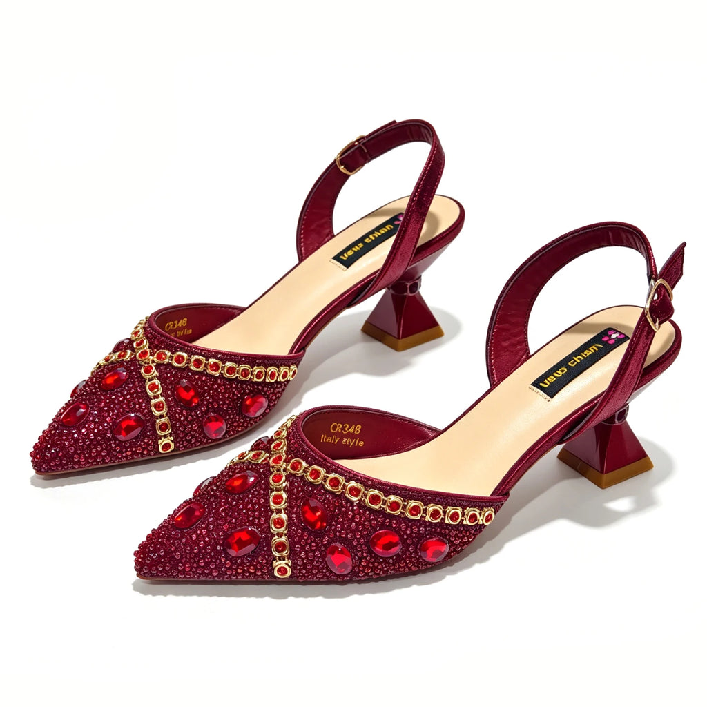 Women's Purple & Gold High Heel Pumps with Matching Bag – Elegant Wedding Shoe Set