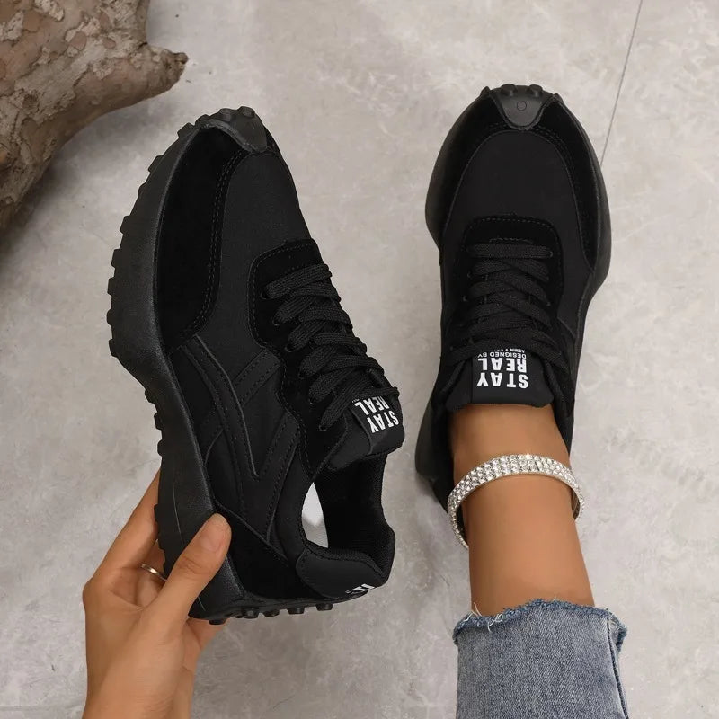 Women's Casual Platform Sneakers – Fashion Lace-Up Walking & Running Shoes, Non-Slip Outdoor Sports Shoes