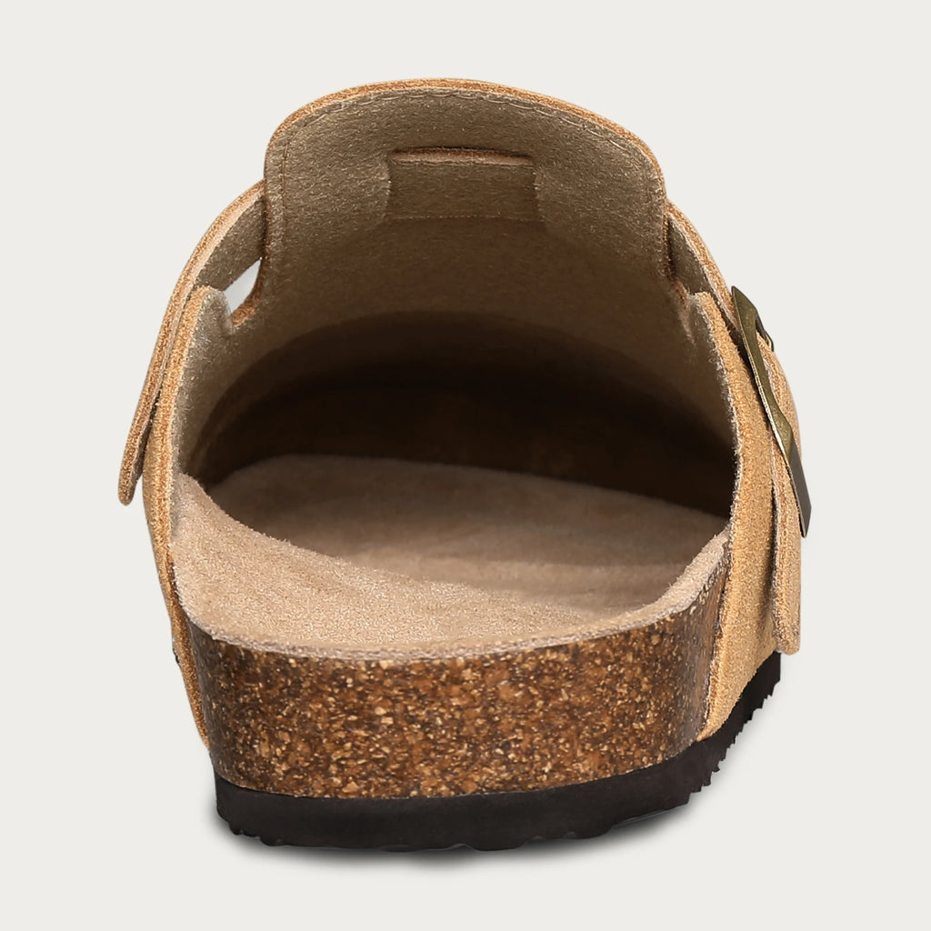 Unisex Suede Mules & Clogs – Cork Insole Sandals with Arch Support