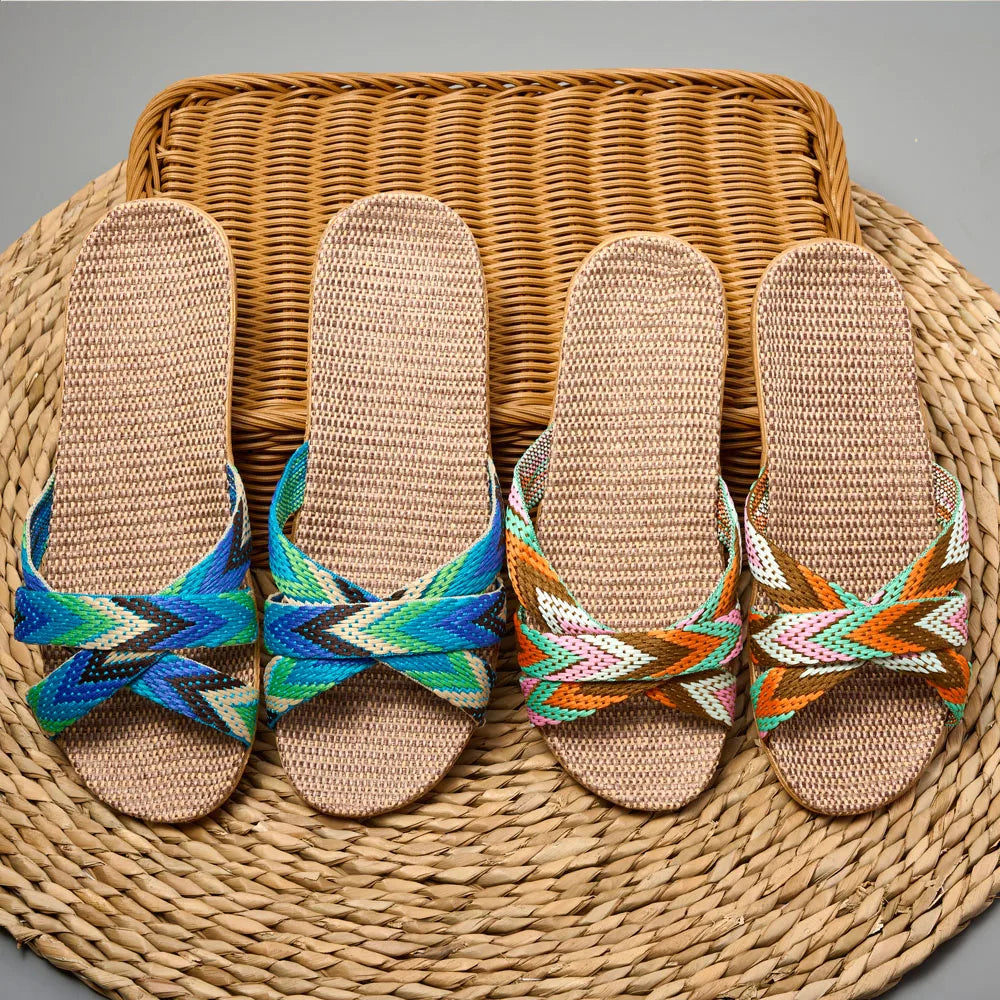 Women's Lightweight Linen Slippers – Soft Indoor Home Shoes for Couples