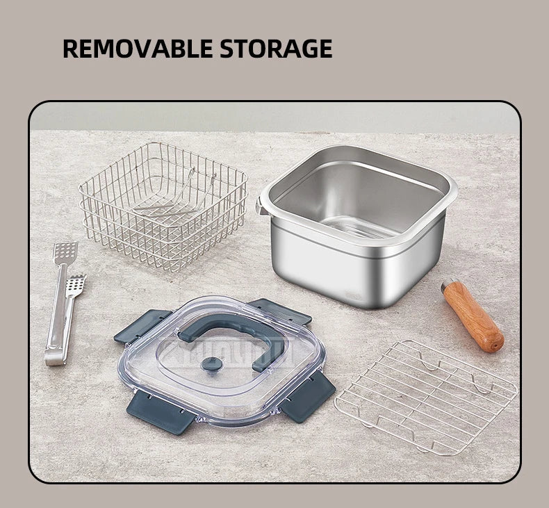 Portable Stainless Steel Deep Frying Pan