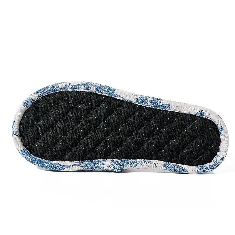 Soft Cotton Floral Slippers – Lightweight Non-Slip Indoor House Shoes
