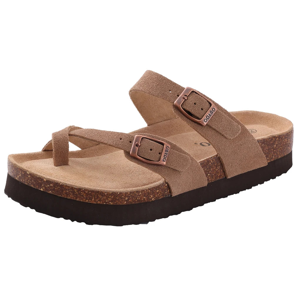 Litfun Women's Cork Clogs – Suede Mules with Arch Support & Non-Slip Sole