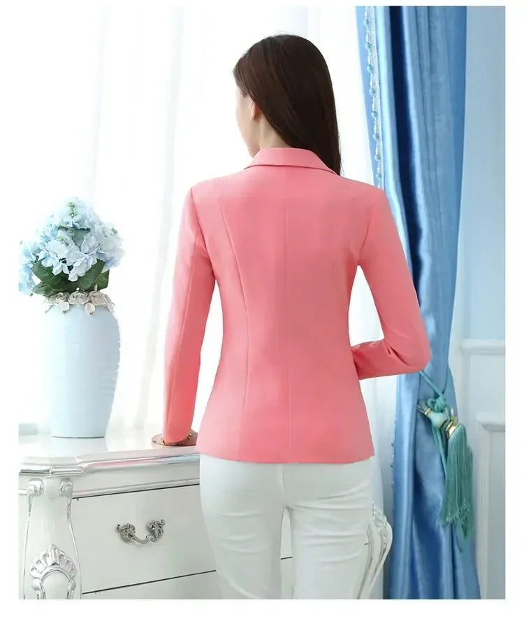 Women's Pink Blazer – Elegant Long-Sleeve Office Jacket for Work & Casual Wear