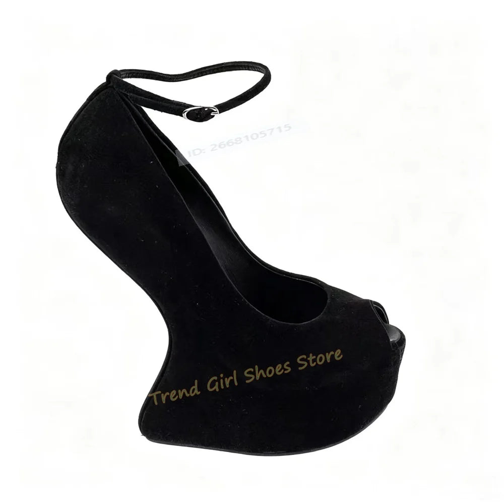 Women's Heelless High Heel Sandals – Open Toe Buckle Strap Party Shoes