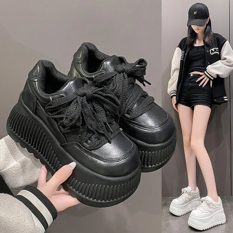 Women's 8.5CM Platform Wedge Sneakers – Stylish Casual Pumps for Everyday Wear