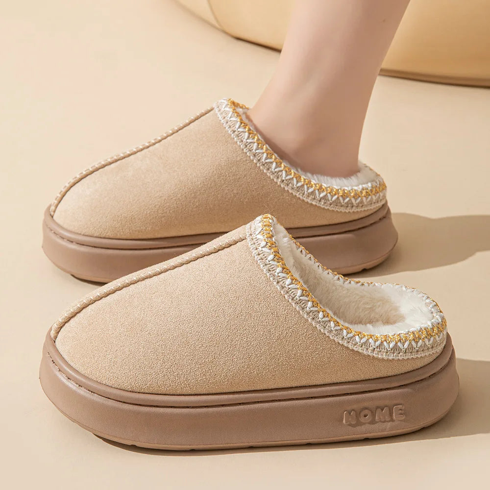 Women's Platform Fluffy Slippers – Plush Winter House Shoes with Soft Comfort