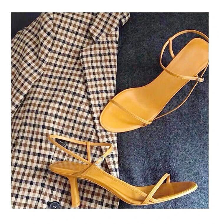 French Style Women Sandal Fashion Narrow Band High Heel Heel Ladies Gladiator Shoes Pointed Toe Ankle Buckle Zapatos Muje