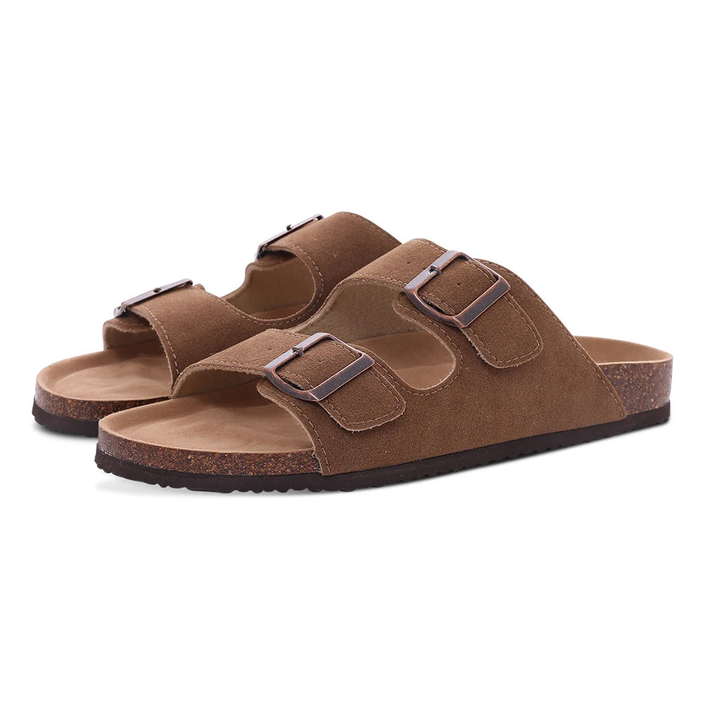 Unisex Suede Mules & Clogs – Cork Insole Sandals with Arch Support