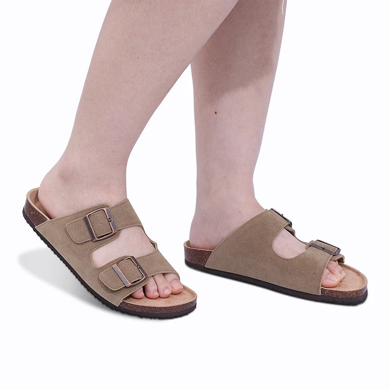 Unisex Suede Mules & Clogs – Cork Insole Sandals with Arch Support