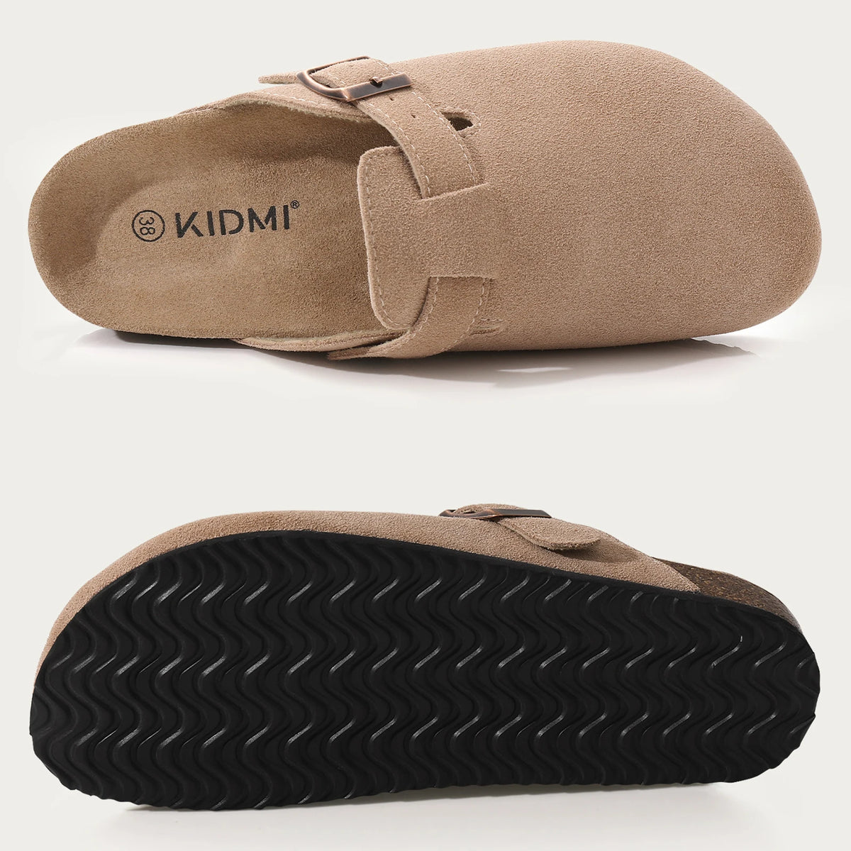 Litfun Women's Cork Clogs – Suede Mules with Arch Support & Non-Slip Sole