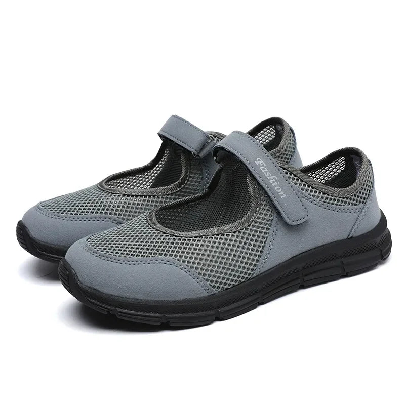 Women's White Mesh Sneakers – Breathable Vulcanized Casual Walking Shoes