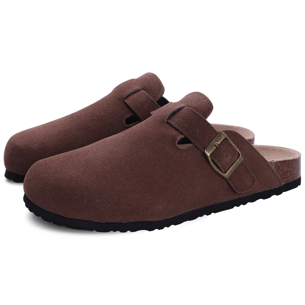 Unisex Suede Mules & Clogs – Cork Insole Sandals with Arch Support