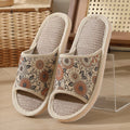 Women's Autumn Winter Linen Slippers – Thick-Soled Open-Toe EVA Home Sandals