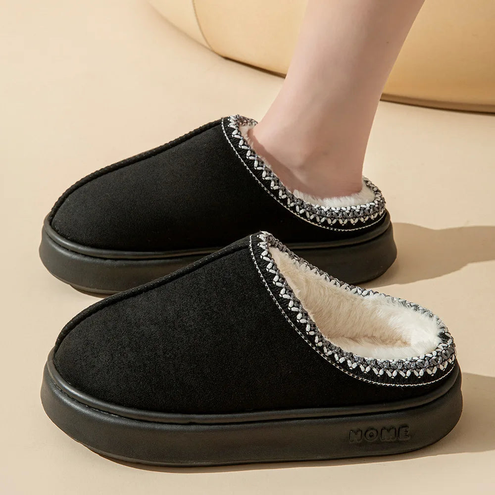 Women's Platform Fluffy Slippers – Plush Winter House Shoes with Soft Comfort
