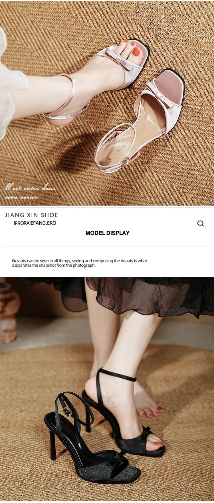 Women's Elegant High Heel Sandals – Bowknot Ankle Strap Dress Shoes