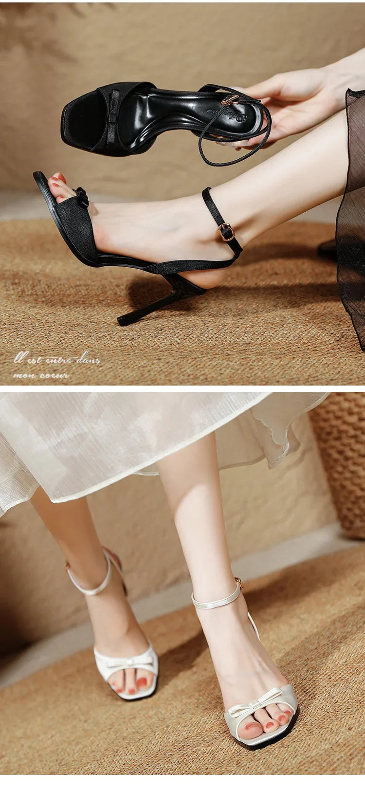 Women's Elegant High Heel Sandals – Bowknot Ankle Strap Dress Shoes