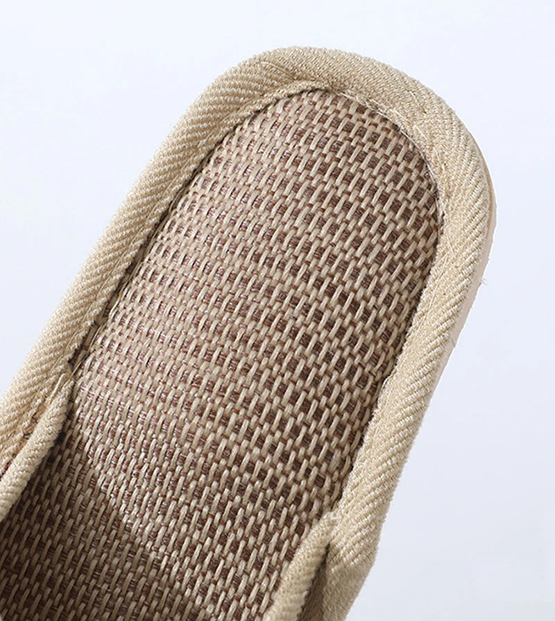 Women's Autumn Winter Linen Slippers – Thick-Soled Open-Toe EVA Home Sandals