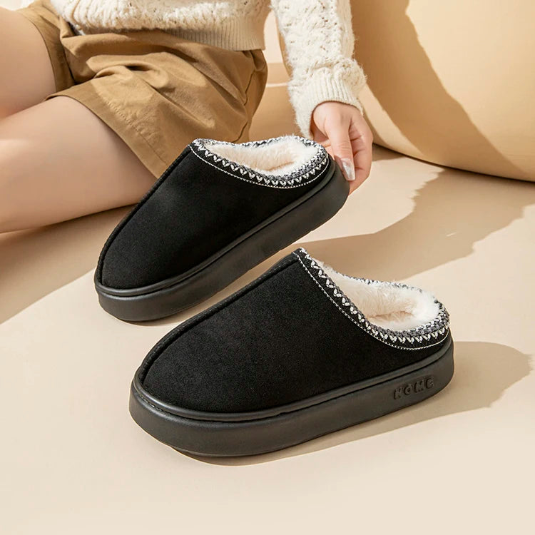 Women's Platform Fluffy Slippers – Plush Winter House Shoes with Soft Comfort